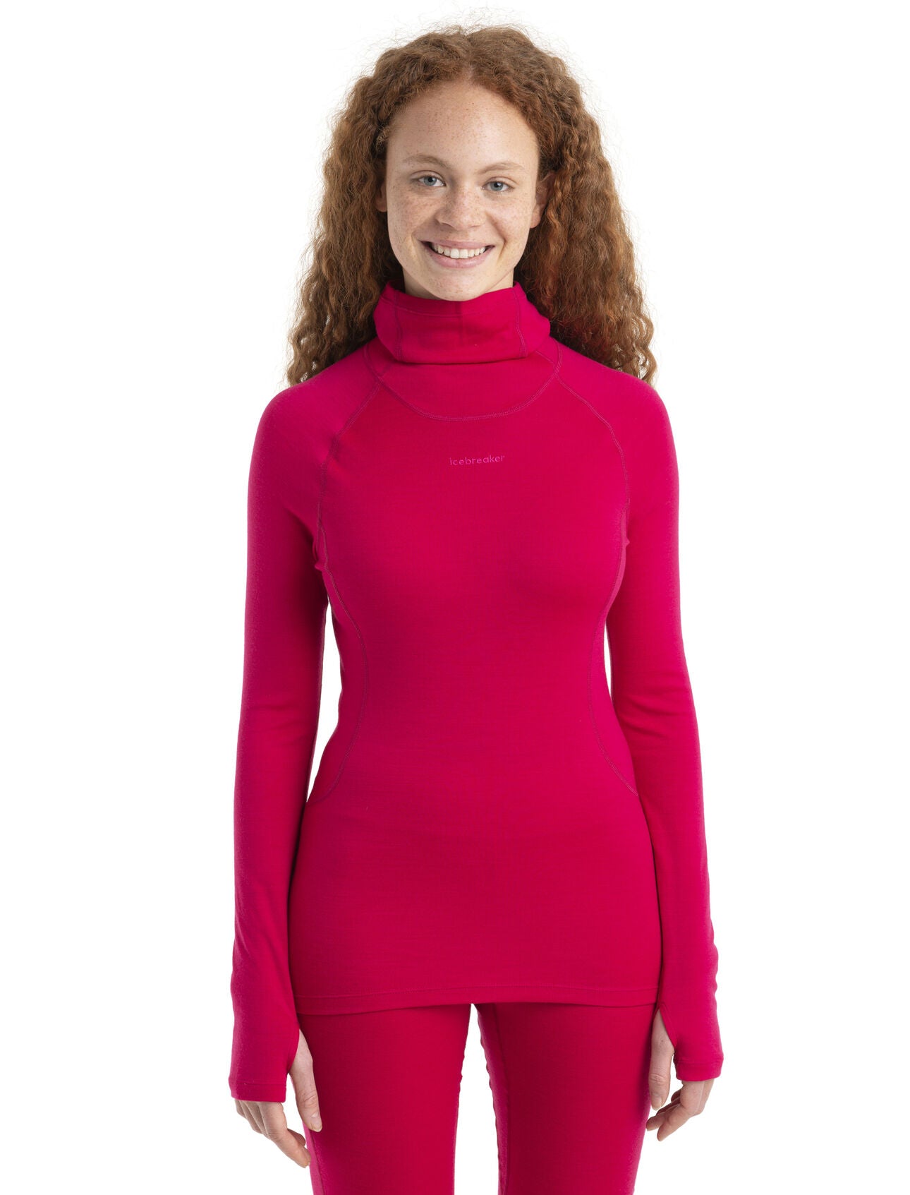 Icebreaker Women's 300 MerinoFine Long Sleeve Roll Neck Thermal Top (Past Season) Electron Pink / XLarge